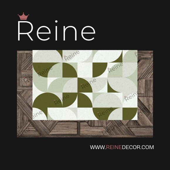 Geometric Rounded Corner Squares Wallpaper in Green | Modern Abstract Wall Art | - Picture 5 of 9